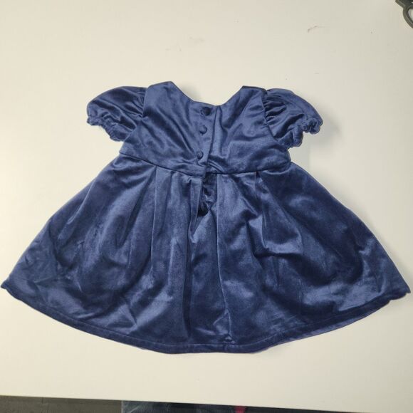 Max Studio Baby Girl's Christmas Dress Blue Velvet 12 Months - Picture 4 of 5